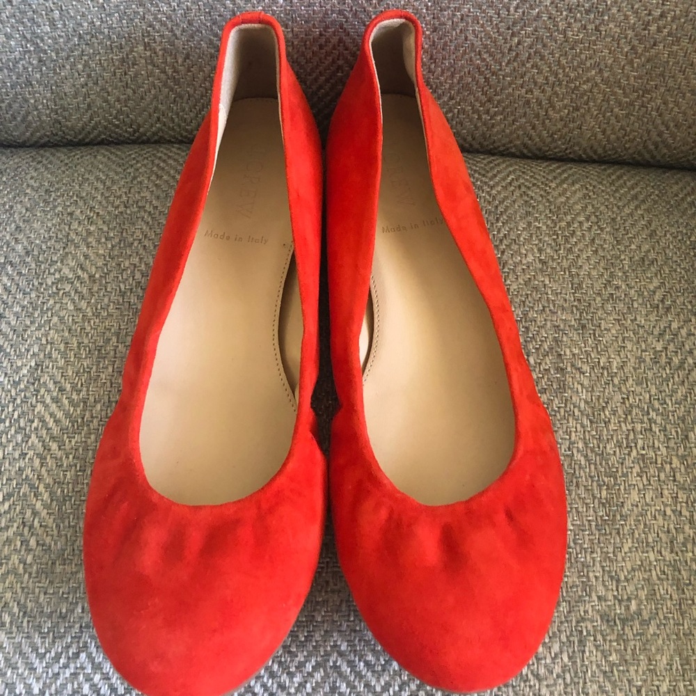 J Crew suede flats Red Orange size 8